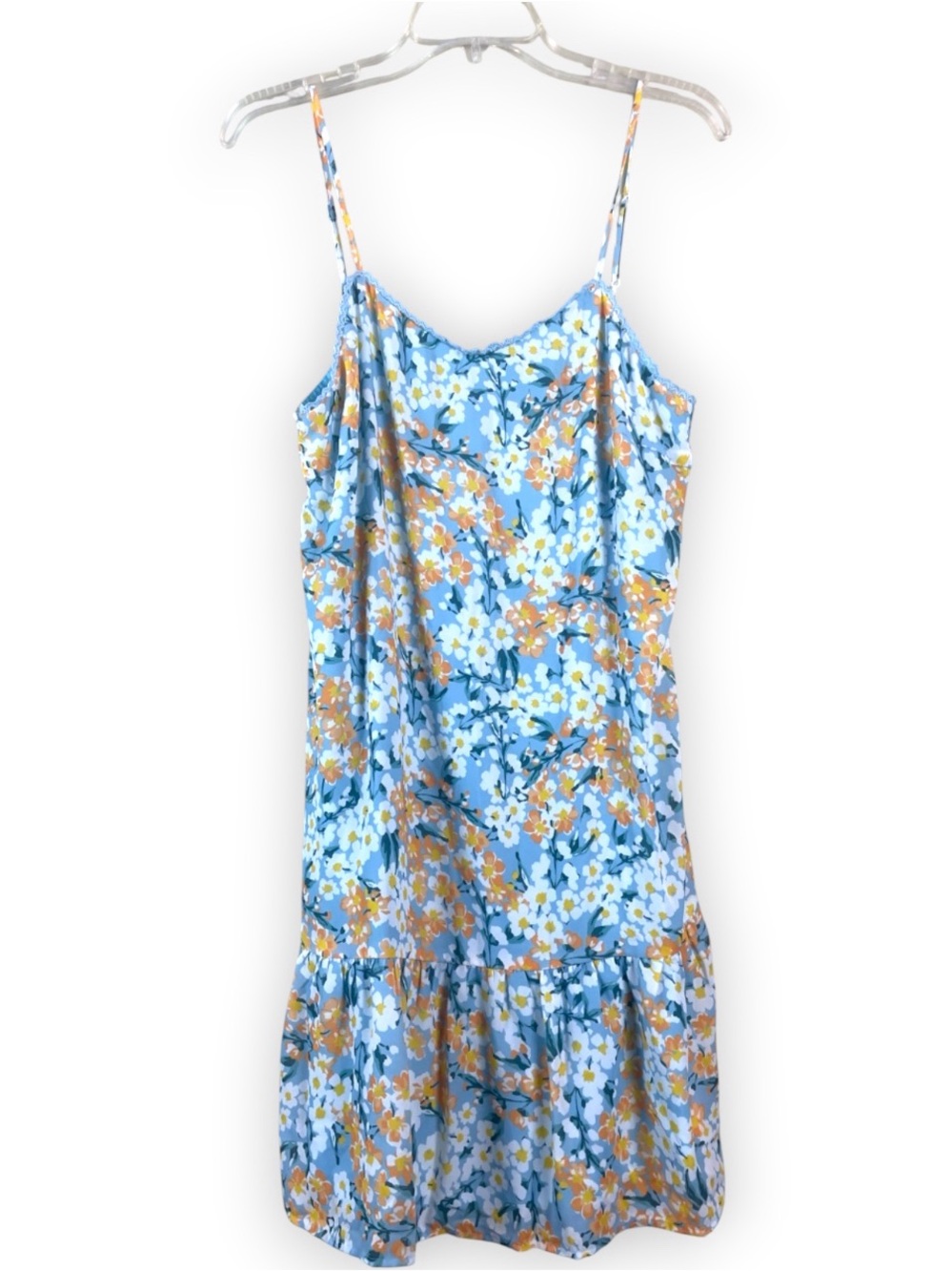 19 Cooper Blue Floral Dress Lined Size Medium